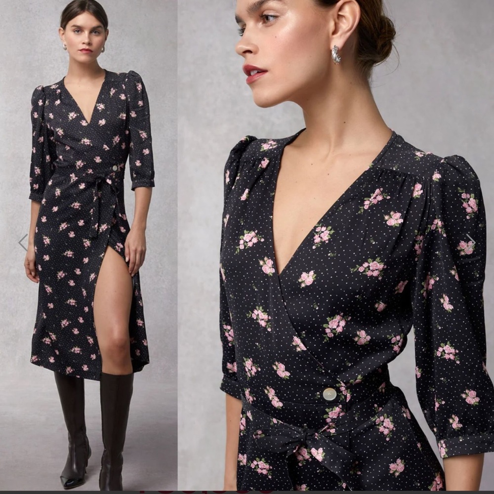 Rouje Cupro wrap midi dress Size 6